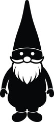 Fototapeta premium Christmas gnome silhouette Black silhouette of a gnome with a long beard pointed hat