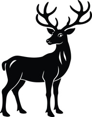 Reindeer with antlers silhouette Black silhouette of a reindeer with large antlers 4