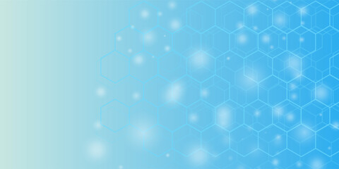 Digital technology background. Abstract hexagons background with lines and dots. Design for science, medicine or technology