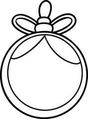 Simple round christmas ornament line art with bow decoration 2