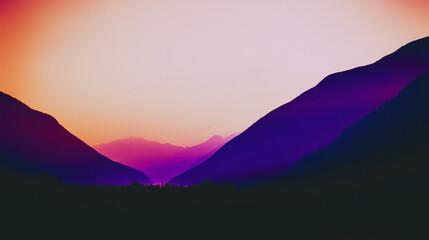 alpine. Panoramic alpine landscape at dusk with warm golden light on mountain peaks. travel magazines, destination branding, designed for outdoor magazines and nature guides.