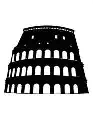 Naklejka premium A stylized silhouette depicts a famous ancient Roman amphitheater