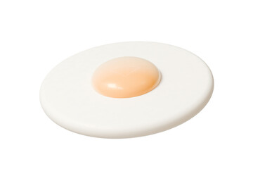3d fried egg icon. breakfast food concept. Minimal cartoon sunny-side-up yolk breakfast for food app icon banner. isolated on white background. 3d render.