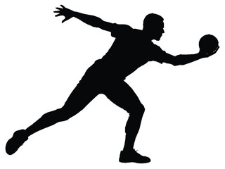 Vector art of silhouette of handball player throwing ball