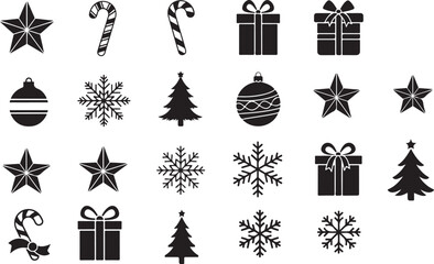 Fototapeta premium Festive christmas day silhouette design with red and green accents