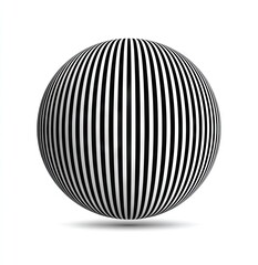 3D sphere with radiating black and white stripes