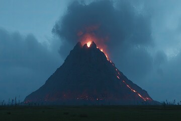 Volcanic eruption at twilight