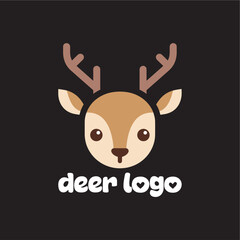 Cute deer logo head with antlers