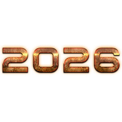 Hammered Rose Gold 3D 2026 New Year Typography