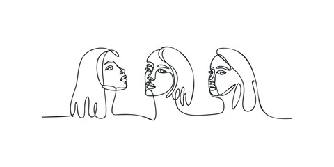 Three faces drawn in continuous line style