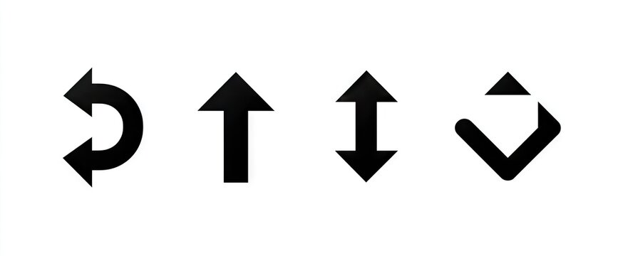 Four simple black directional arrows on white background