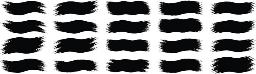 Black brush strokes vector illustration, abstract grunge texture on white background. artistic design element, paint smear, ink splatter, creative graphic element collection.