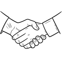 Fototapeta premium Black and white illustration depicting two hands in a handshake gesture