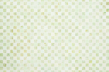 Soft pastel green tone gradient geometric grid pattern background. Minimal abstract square pattern with washi paper texture.