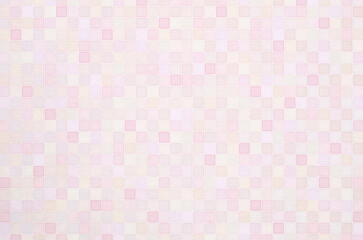 Soft pastel pink and peach tone gradient geometric grid pattern background. Minimal abstract square pattern with washi paper texture.