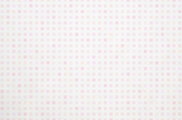 Soft pastel pink and peach tone gradient geometric grid pattern background. Minimal abstract square pattern with washi paper texture.