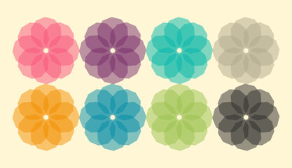 Transparent Geometric Flower Pattern Set