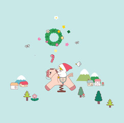 santa claus with christmas tree, christmas icons set, 2026, duck, new year, happy baby 