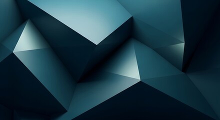 Abstract dark blue geometric background with triangular shapes and shadows