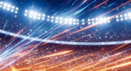 Fototapeta premium Dynamic Sports Arena Vibrant Illustration Showcasing Motion and Illumination in a Stadium Setting
