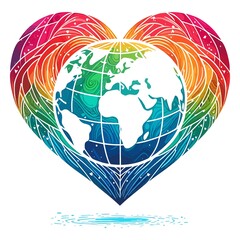 Promote global unity with this colorful heart featuring the Earth showing love for our planet