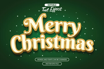 Merry cristmas editable text effect with gold texture text and with green background