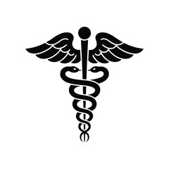 Caduceus medical symbol silhouette vector illustration scalable eps for healthcare graphics silhouette vector illustration white background