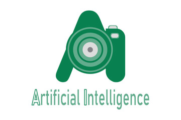 Artificial Intelligence in Photography: A conceptual image embodies the fusion of artificial intelligence and photography, illustrated through a camera lens within an A symbol, signifying innovation.
