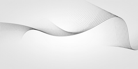Flowing dots particles nice wave pattern halftone black gradient curve shape isolated modern nice soft