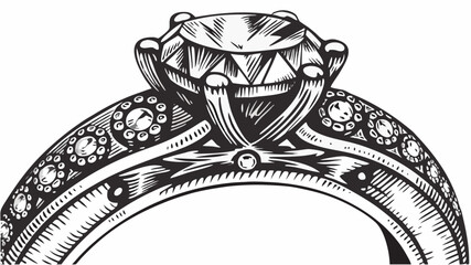 Elegant engagement ring with a sparkling diamond, a symbol of eternal love and commitment sketch