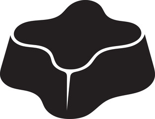 Black abstract geometric shape resembling a stylized cube or gem on a white background form object