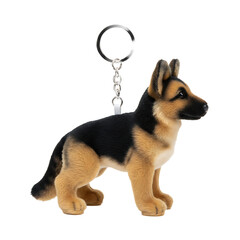 Cute Dog Keychain Mockup with Metal Ring Isolated on White Background