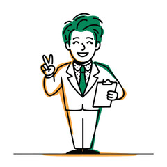 Cheerful cartoon businessman illustration vector scalable eps icon for business and professional themes silhouette vector illustration white background