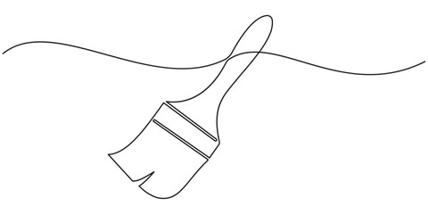 Paint palette art brush continuous one line drawing and minimalist style isolate outline vector, Paint palette art brush icon continuous one line drawing outline vector illustration.