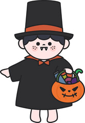 halloween witch with pumpkin