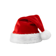 Festive Santa's Hat: A classic red Santa hat with a soft, plush white trim and a playful pom-pom, evoking the spirit of holiday cheer and festive celebration.