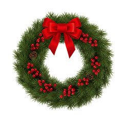 Holiday Wreath: A vibrant holiday wreath, composed of lush green foliage and adorned with a festive red bow, encapsulates the spirit of the season.