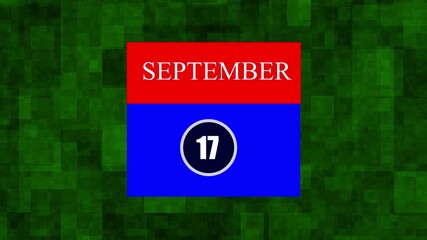 September 17 Calendar Date Icon Design – Modern Red and Blue Page Template on Abstract Background