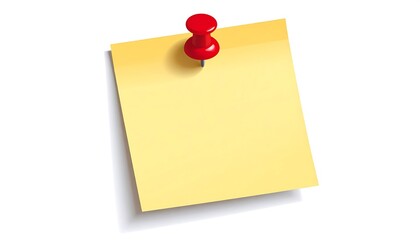 A square yellow sticky note pinned to white background