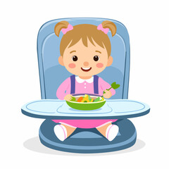 toddler eating lunch on high chair