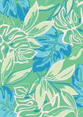 Floral seamless pattern with big flowers and Vector illustration.seamless floral watercolor pattern with garden pink, flowers roses, leaves, branches. Botanic tile, background.