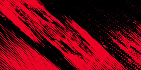 Black and red abstract grunge background with halftone style.Print