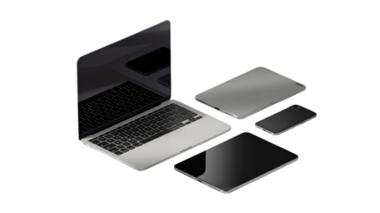 Modern tech devices laptop tablet phone isometric showcase