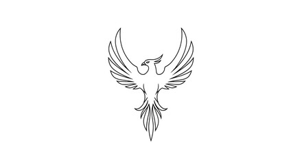 Obraz premium abstract phoenix bird luxury logo, ultra clean symmetrical line art, rebirth and power elegance, fashion brand identity