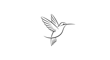 Obraz premium premium minimalist hummingbird logo, graceful motion in elegant thin lines, feminine luxury beauty brand identity