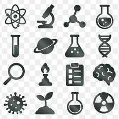 Chemistry Science Lab Research and Experiment Icons Set