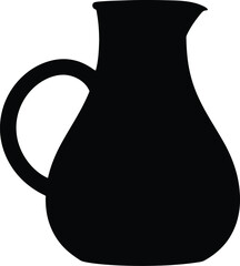 Black silhouette of a classic pitcher with a handle on a white background
