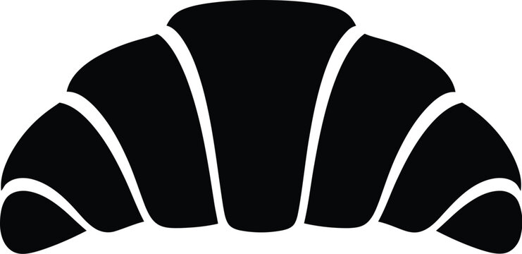 Simple black silhouette of a croissant pastry icon