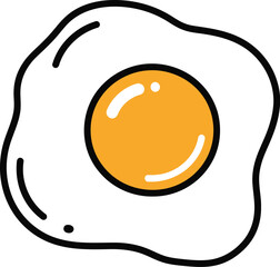 Simple hand drawn fried egg illustration with bright yellow yolk