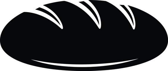 Simple black silhouette of a loaf of bread with score marks